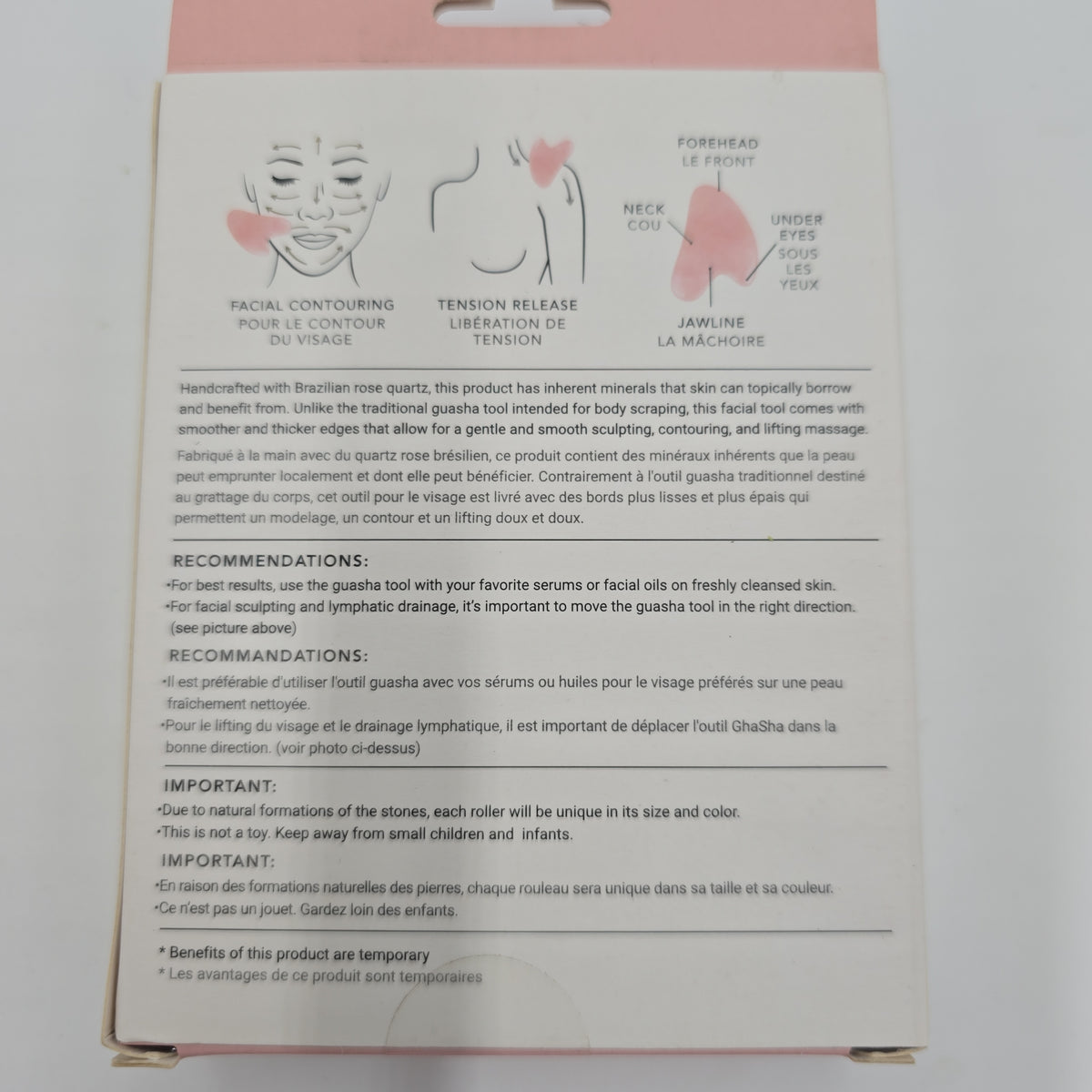 Rose Quartz Gua Sha Stone--Facial Sculpting Massage