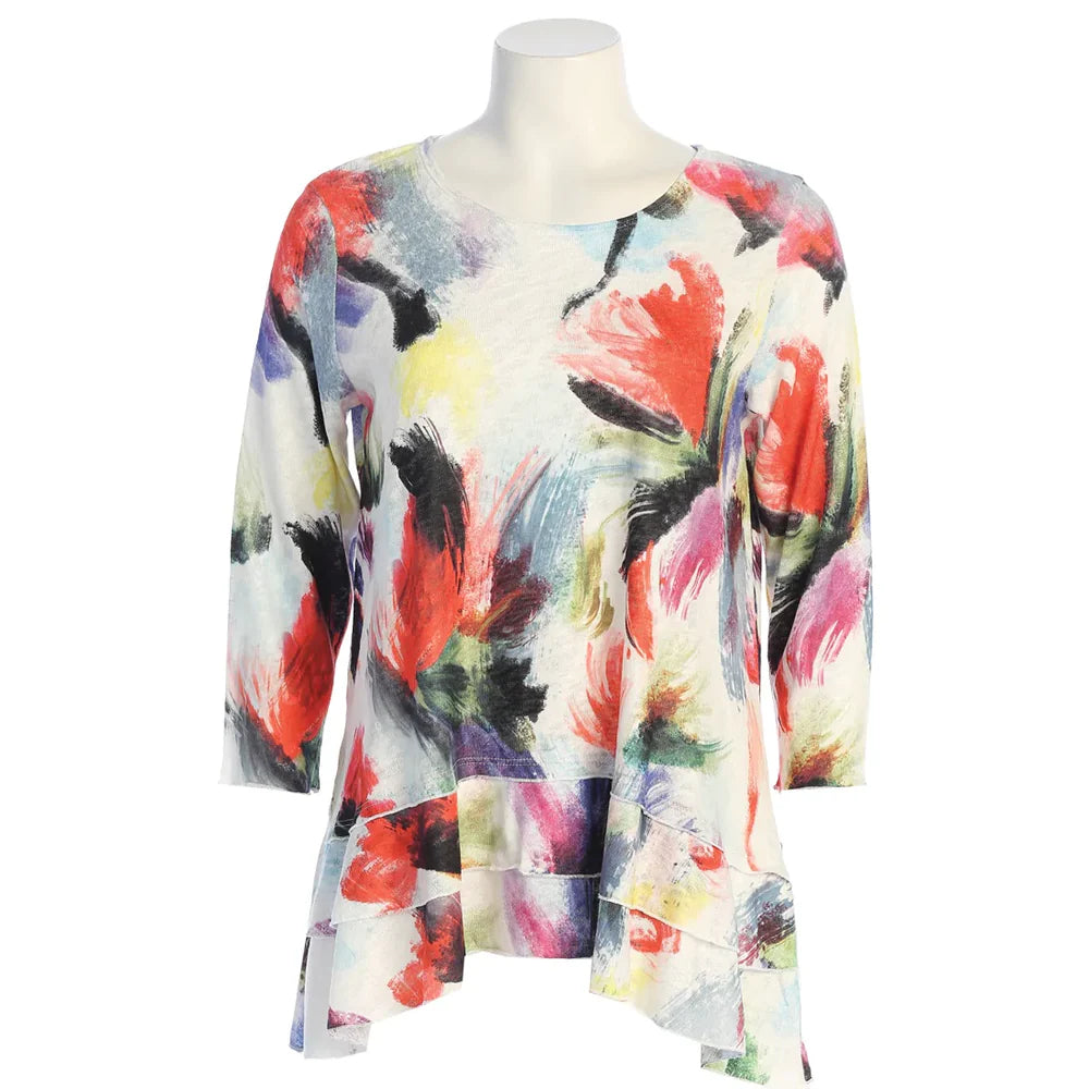 Jess & Jane “Peony” Light-Knit Layered Tunic Top - #LK4-1800