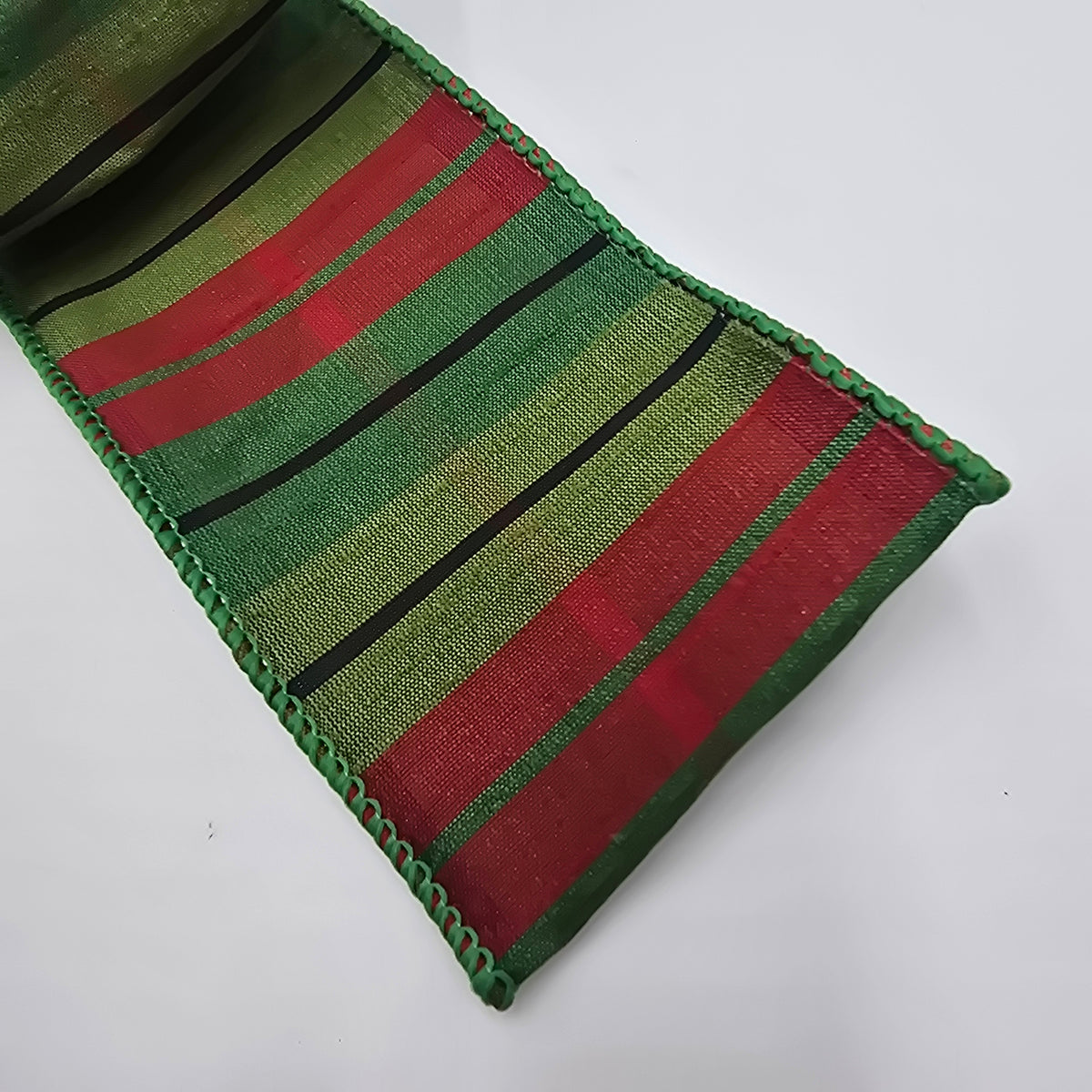 2.5&quot; Plaid/Stripe Ribbon--#rw4918-gr/re