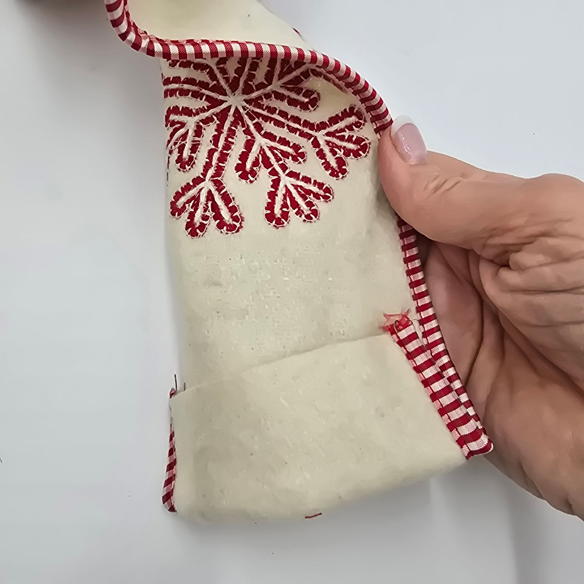 4&quot; Snowflake Embroidery/Felt Ribbon--#rw2217-wh/re