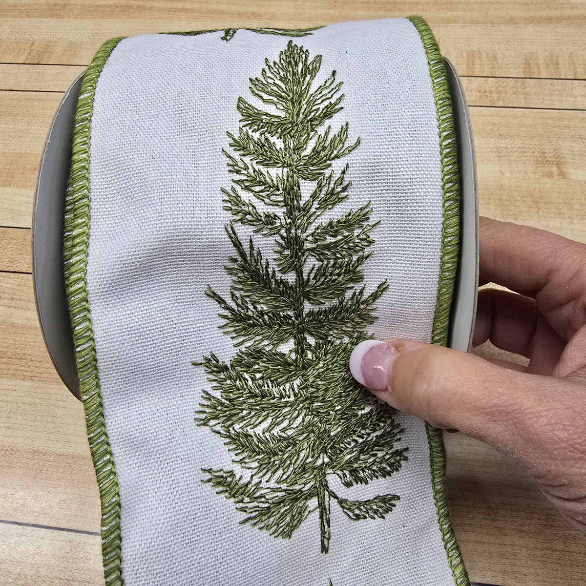 4&quot; Pine Embroidered Ribbon -- #rw6835