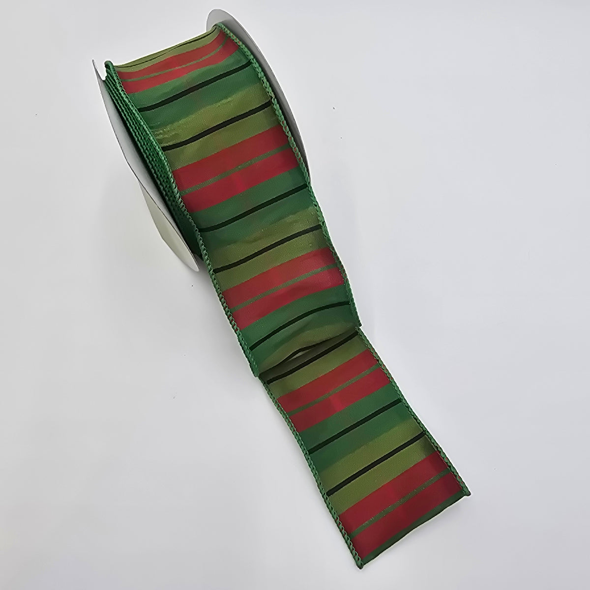 2.5&quot; Plaid/Stripe Ribbon--#rw4918-gr/re