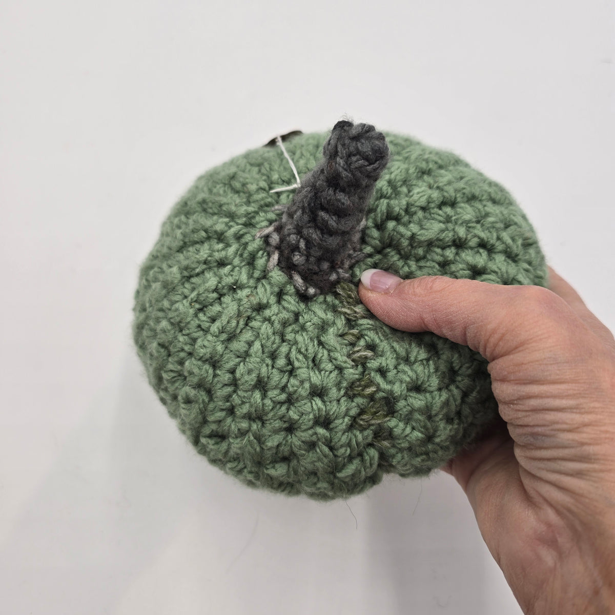 Med Handmade Pumpkin/Sage Green #6--Crochet