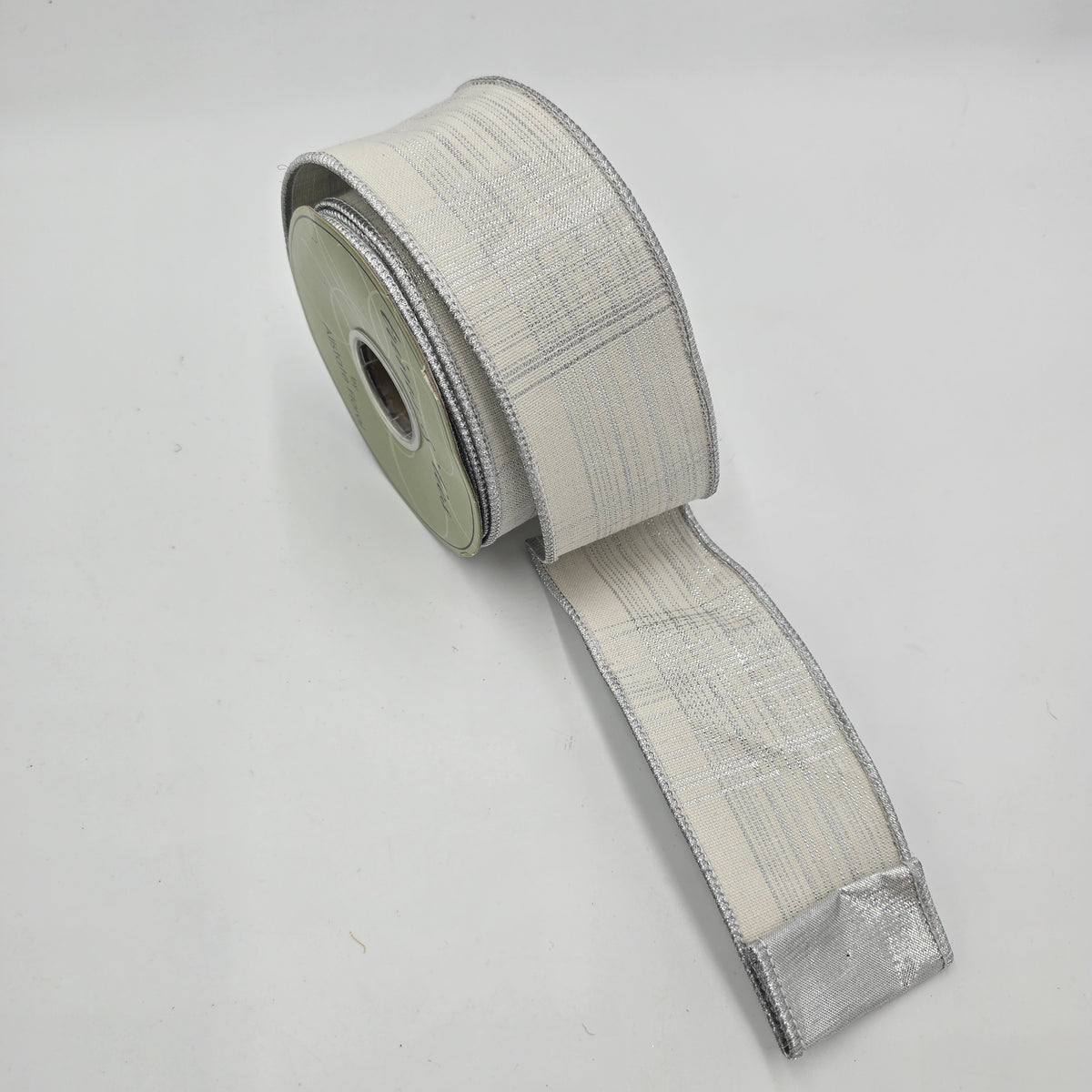 2.5&quot; Metallic Plaid Ribbon--#rw2757-cr/si