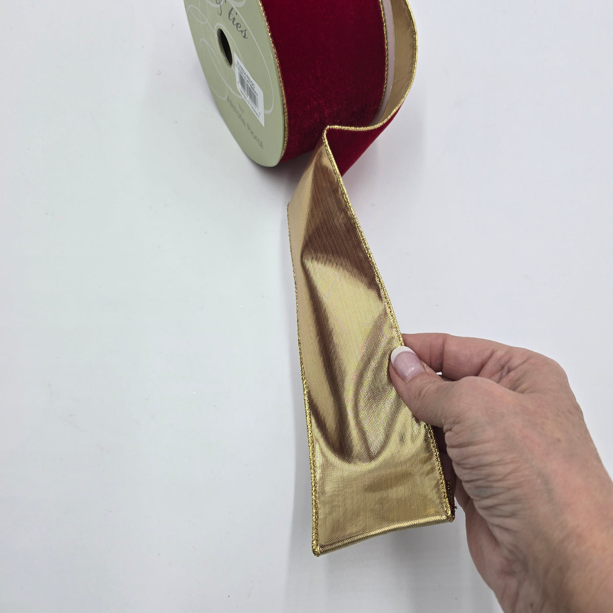 2.5&quot; Velvet Ribbon-Gold Edge--#rv3004-re/go