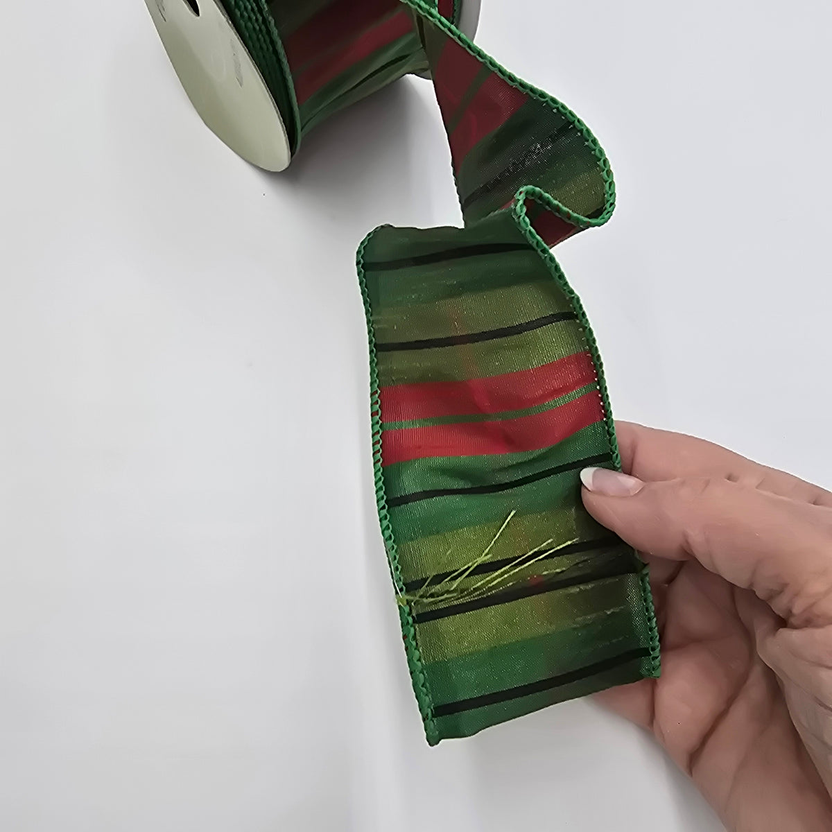 2.5&quot; Plaid/Stripe Ribbon--#rw4918-gr/re