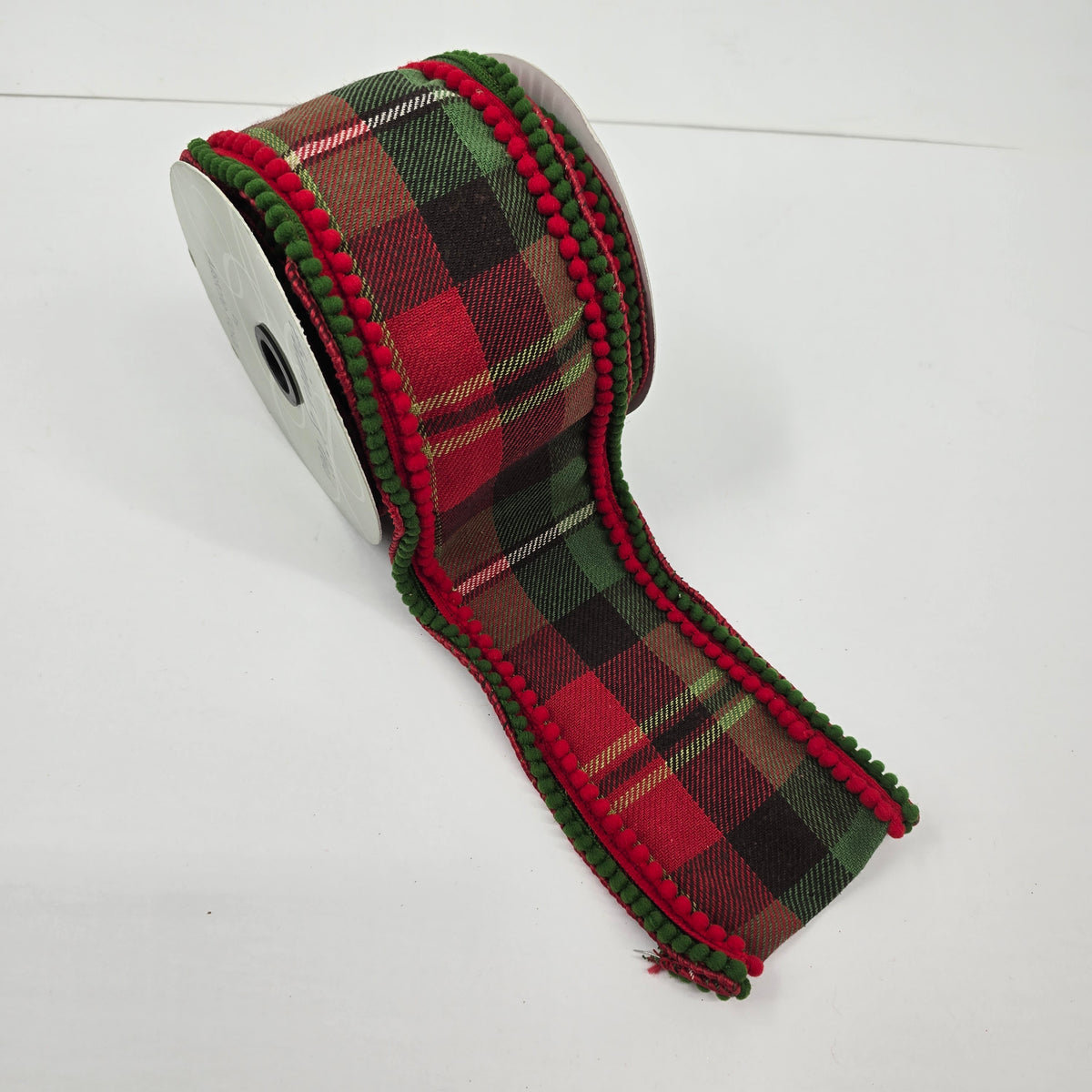 4&quot; Plaid/Pompon Ribbon--#rw0034