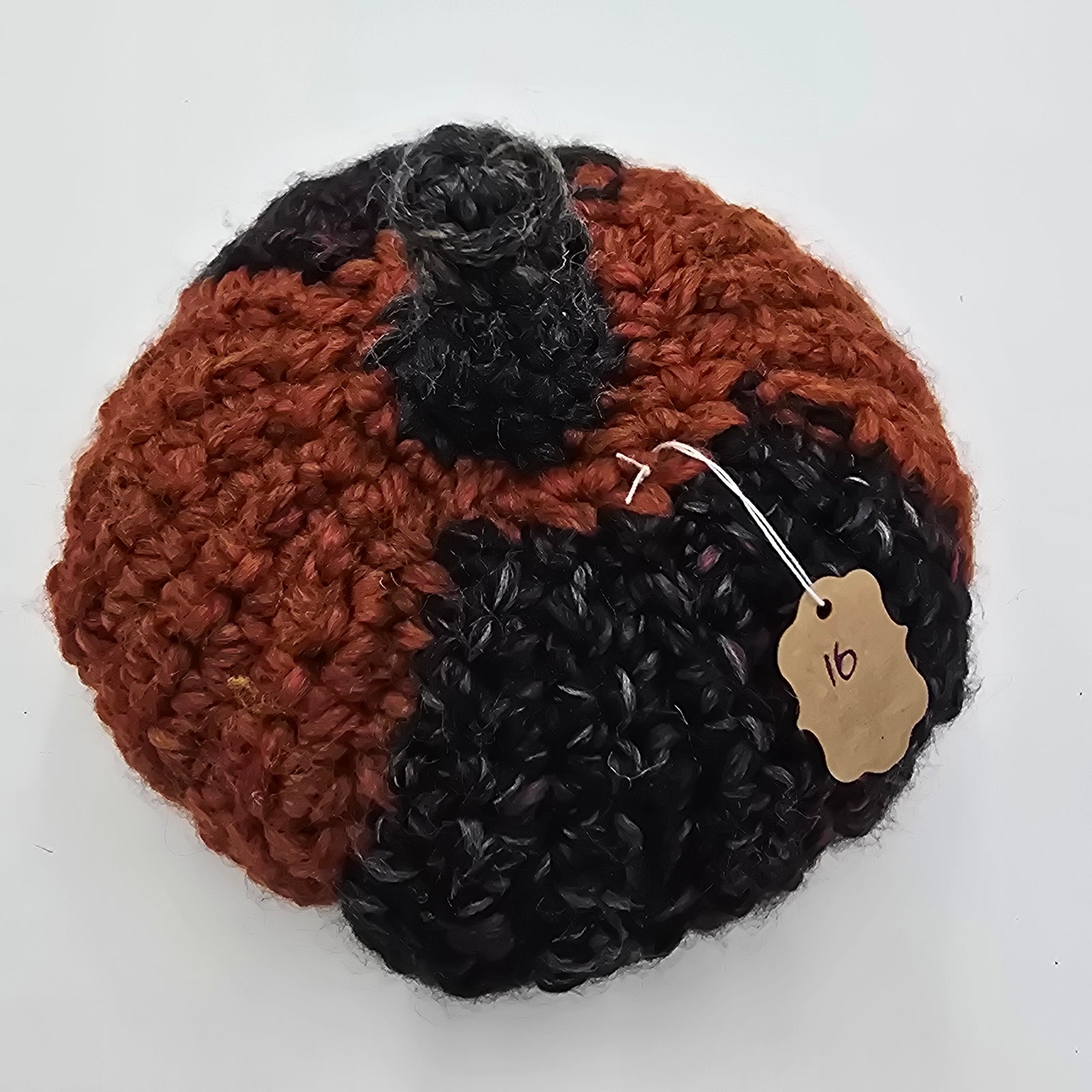 Med Handmade Pumpkin/Rust Black #16--Crochet