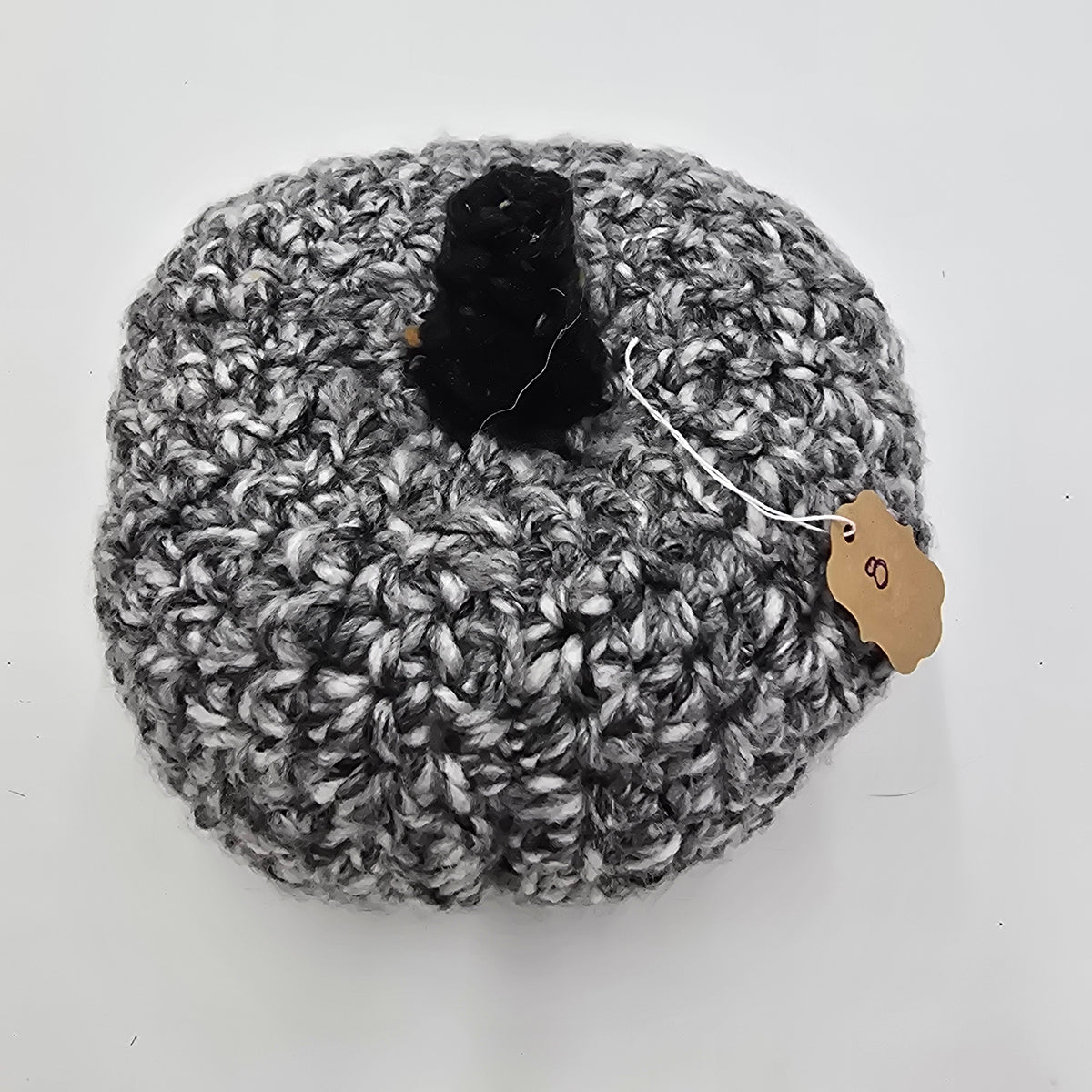 Med Handmade Pumpkin/Grey Tweed #8--Crochet
