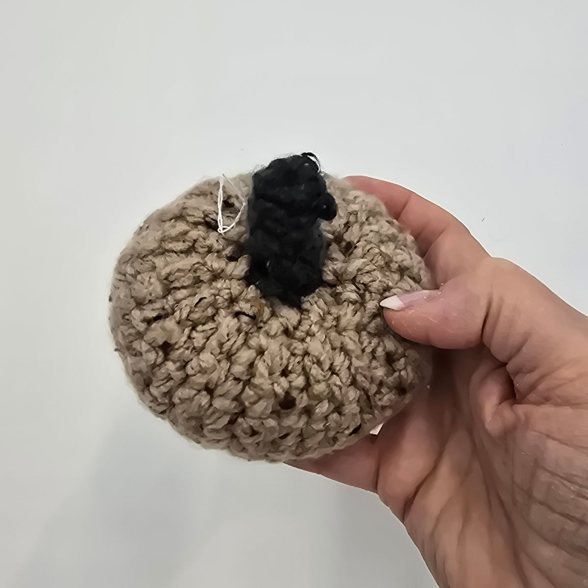 Sm Handmade Pumpkin/Taupe #21--Crochet