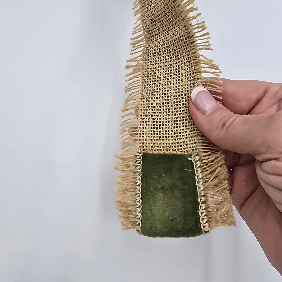 2.5&quot; Jute Fringe/Velvet Ribbon--#rv2738-gr