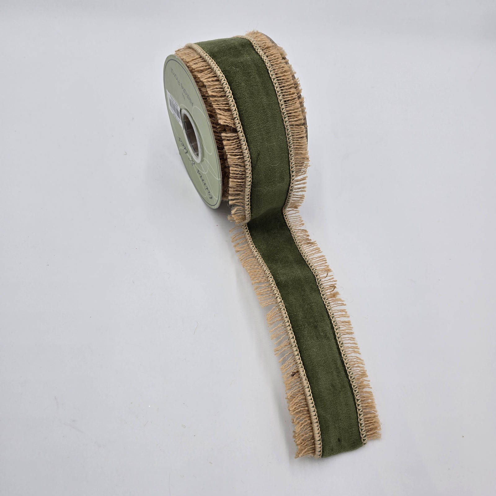 2.5" Jute Fringe/Velvet Ribbon--#rv2738-gr