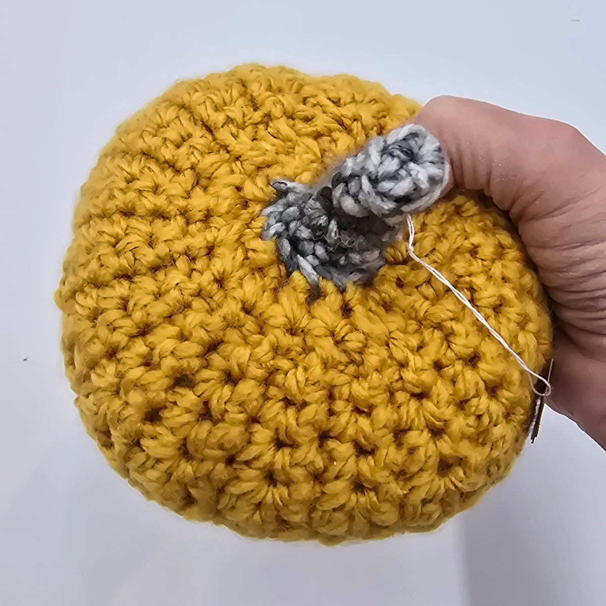 Med Handmade Pumpkin/Mustard #7--Crochet
