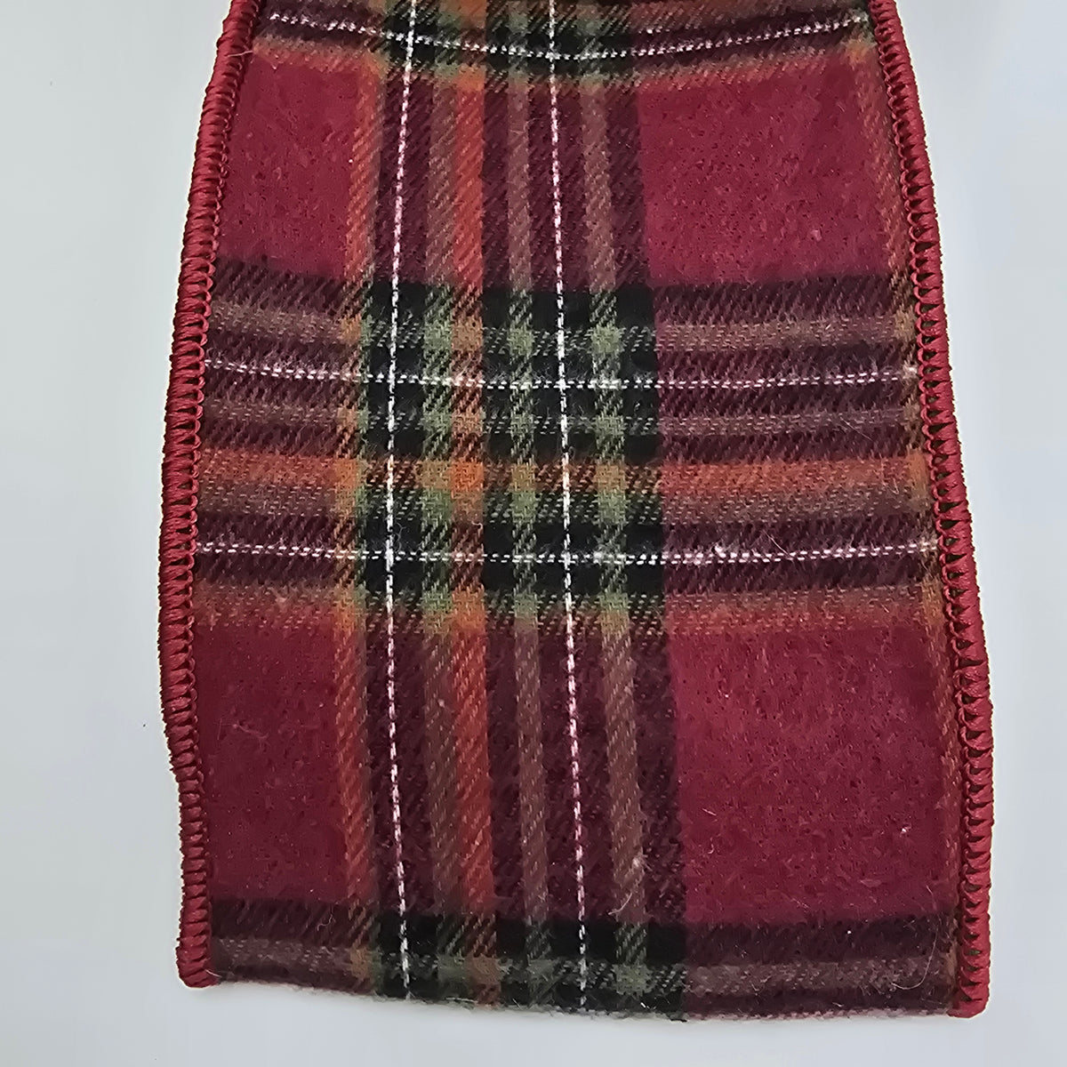 4&quot; Plaid Felt Ribbon--#rw7354-re/gr