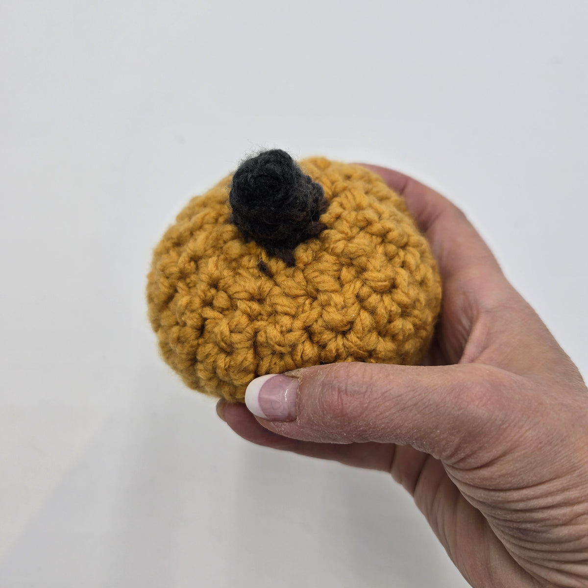 Sm Handmade Pumpkin/Mustard #22--Crochet