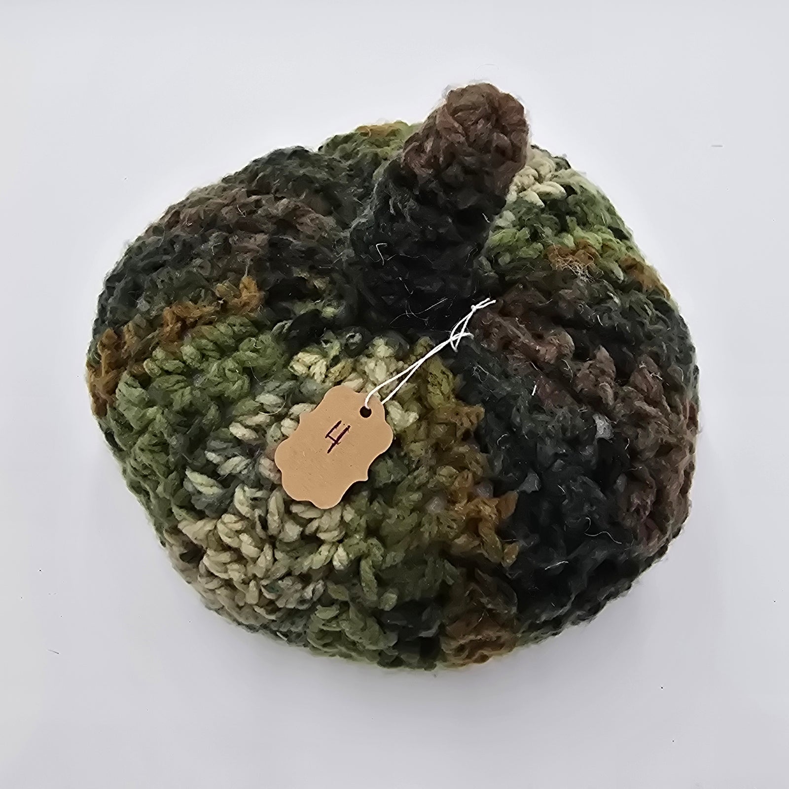 Lg Handmade Pumpkin/Camo #4--Crochet