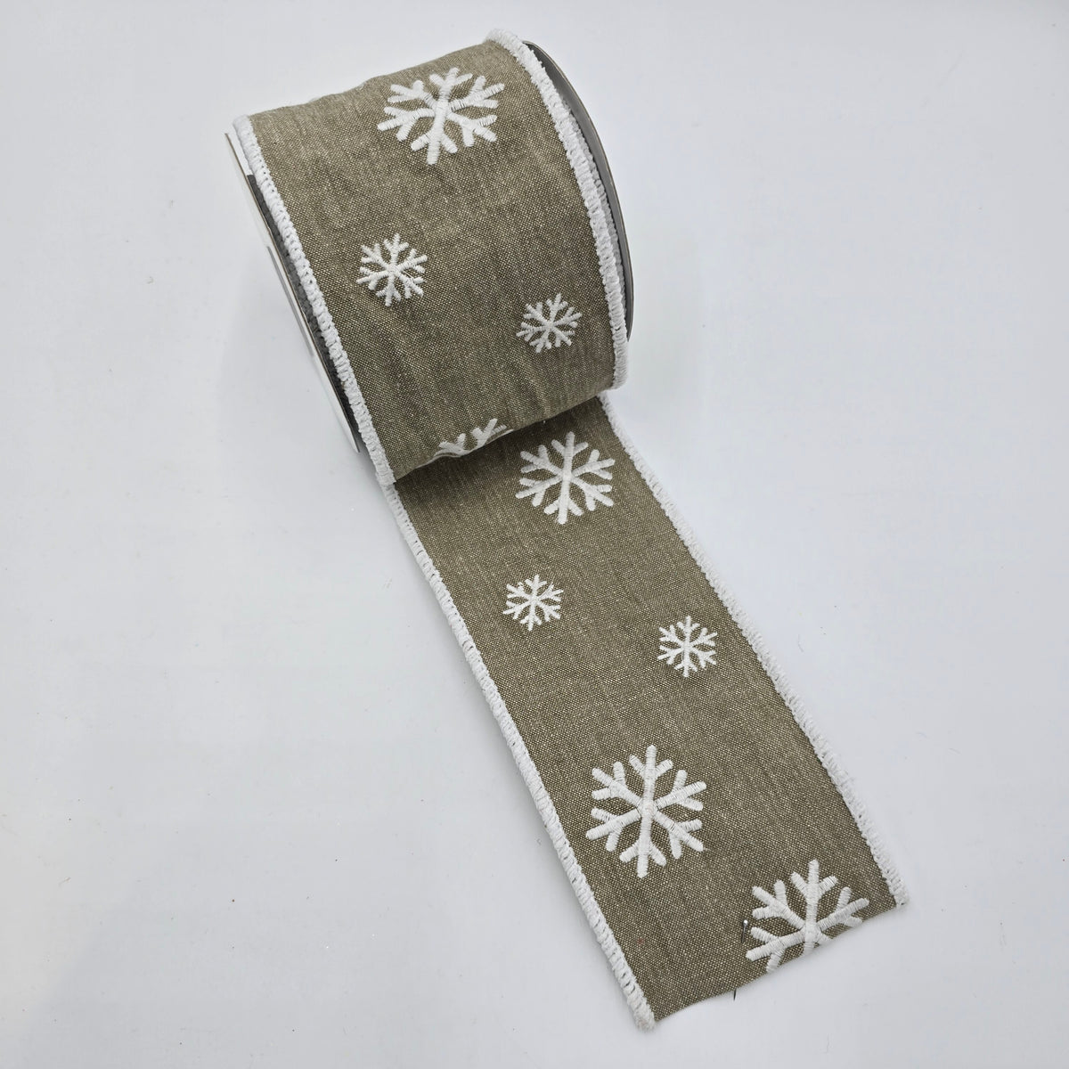 4&quot; Snowflake Ribbon--#rw2778-be/wh