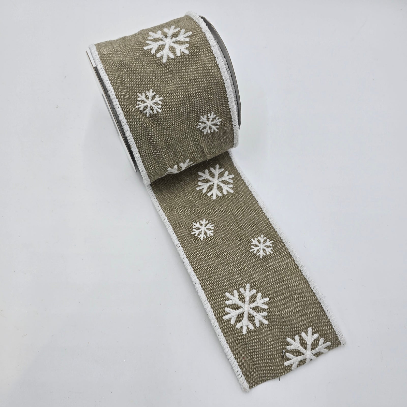 4" Snowflake Ribbon--#rw2778-be/wh