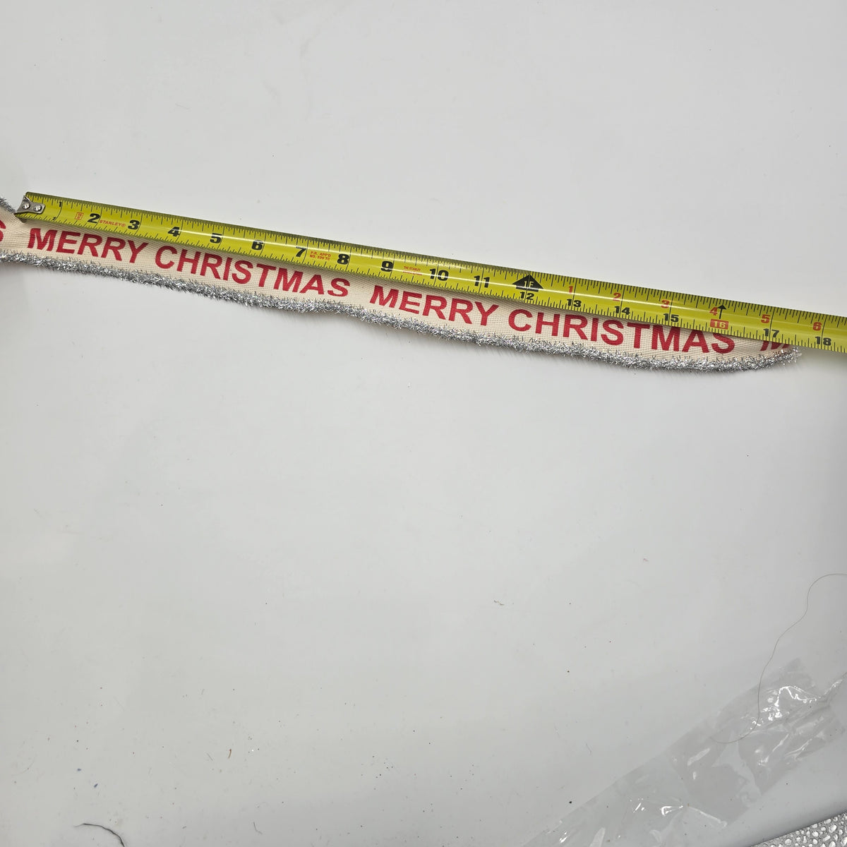 1.5&quot; Merry Christmas Twill Ribbon-Tinsel Edge--#rw2753-cr/re