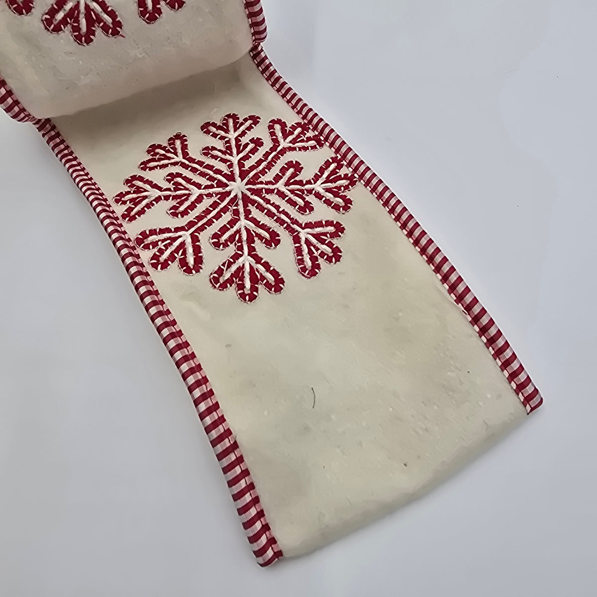 4&quot; Snowflake Embroidery/Felt Ribbon--#rw2217-wh/re