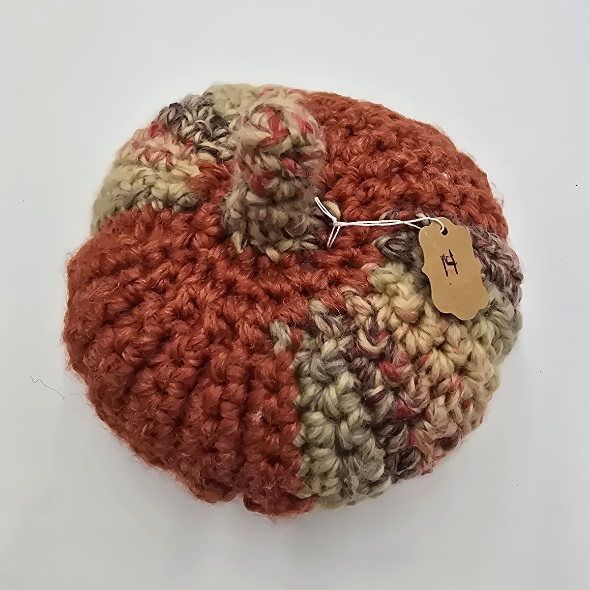 Med Handmade Pumpkin/Salmon/Tweed #14--Crochet