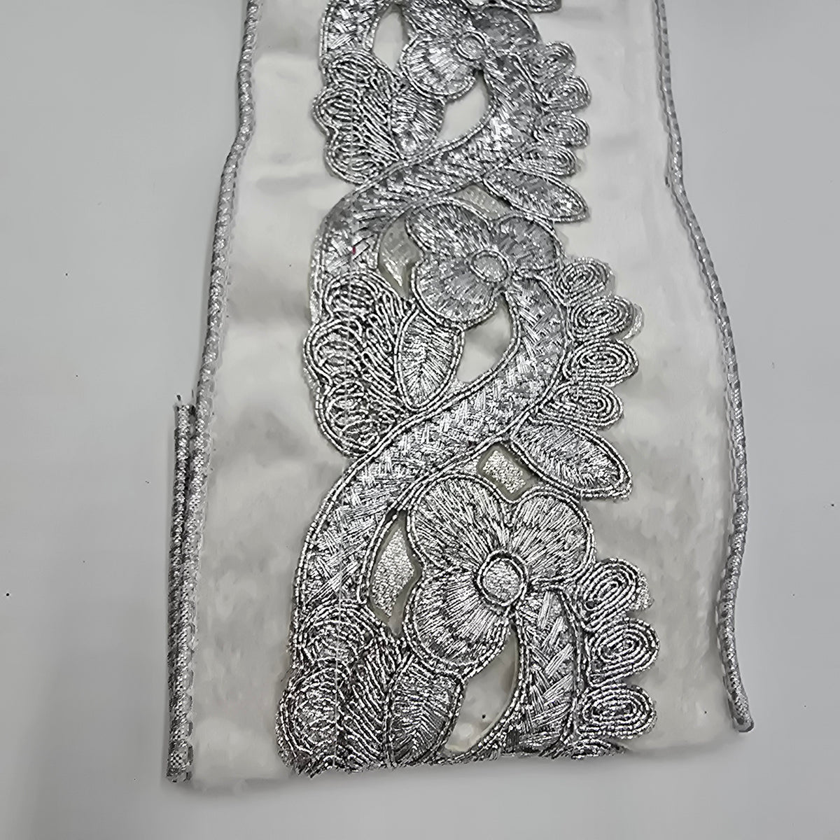 4&quot; Applique Trim Velvet Ribbon--#rv1004-cr/si