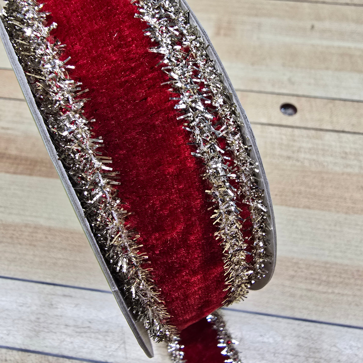 1&quot; Velvet Ribbon tinsel edge -- #rv8121