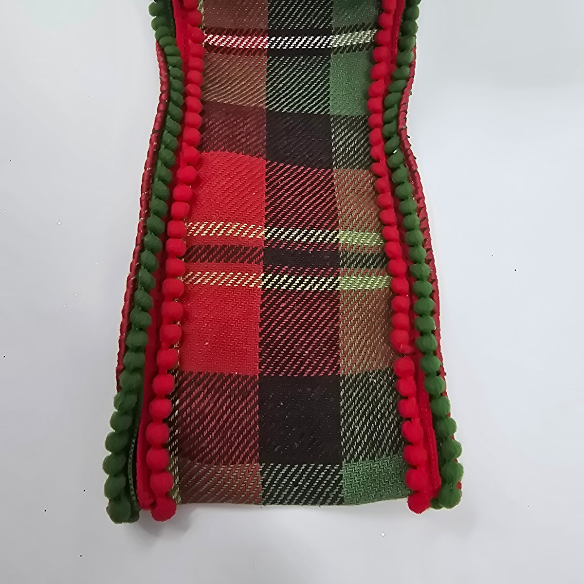 4&quot; Plaid/Pompon Ribbon--#rw0034
