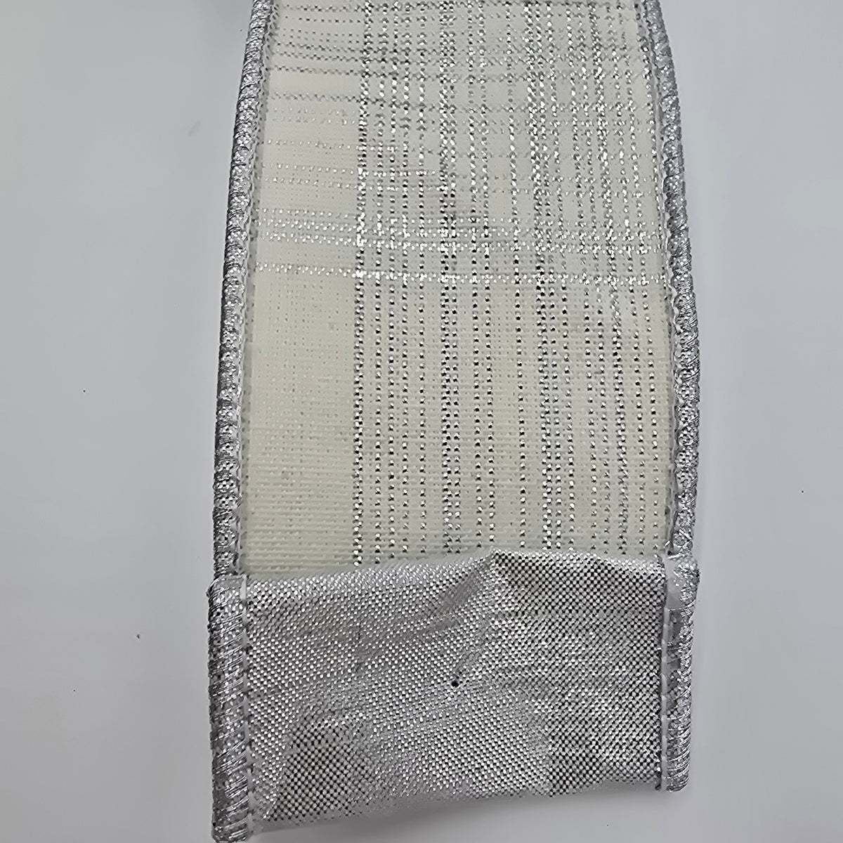 2.5&quot; Metallic Plaid Ribbon--#rw2757-cr/si