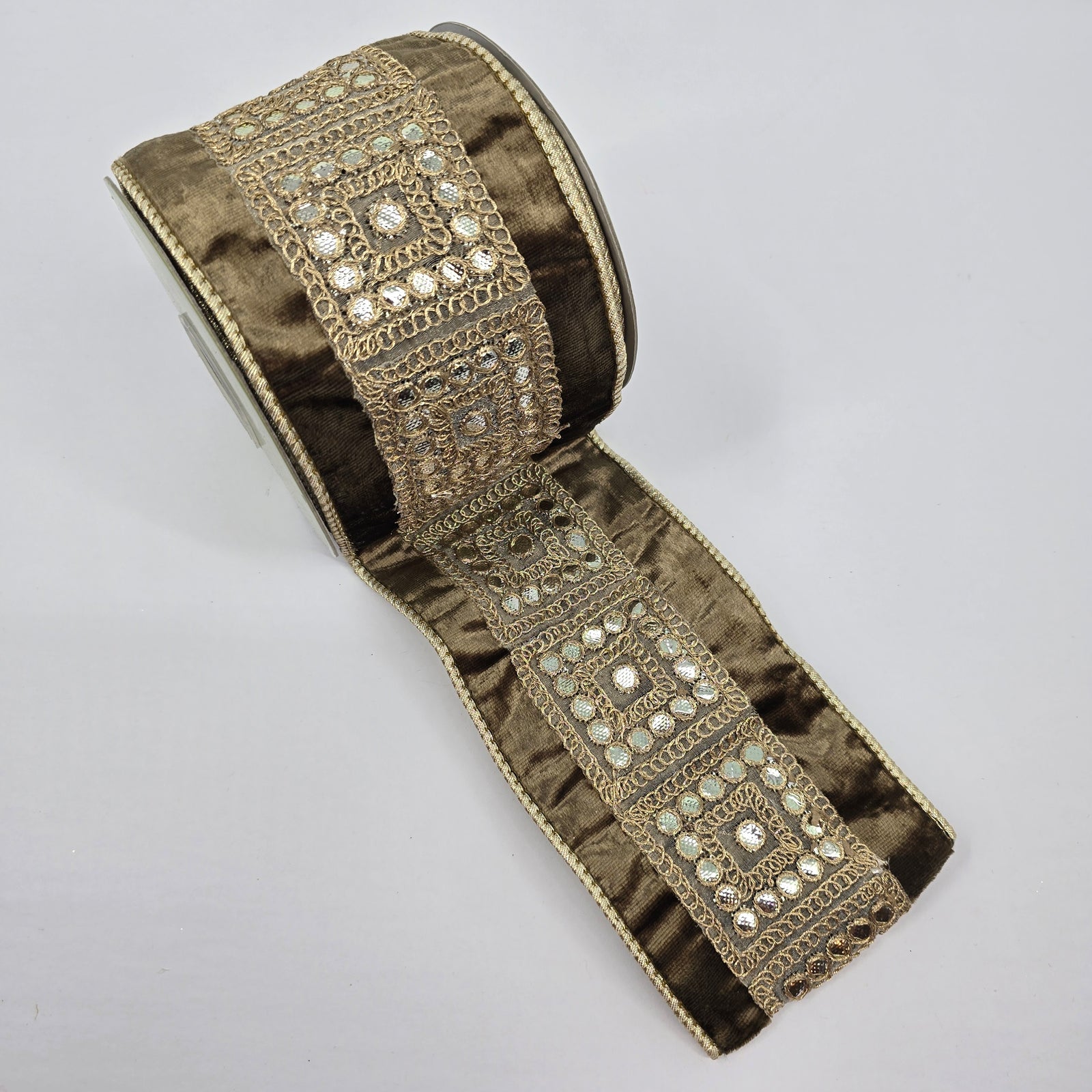 4" met trim velvet ribbon--#rv1009