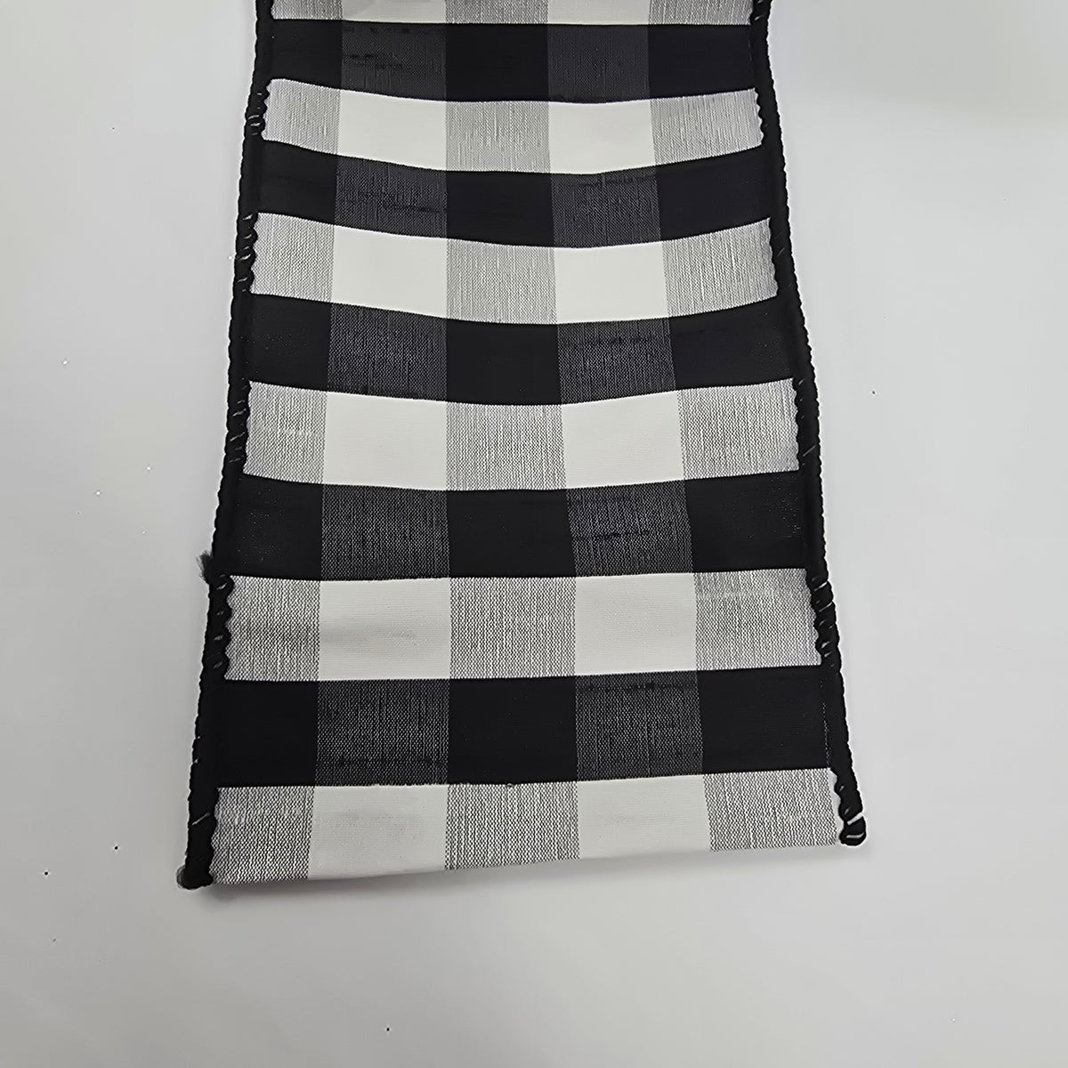 4&quot; Check Dupioni Ribbon #rw2432-bk/wh
