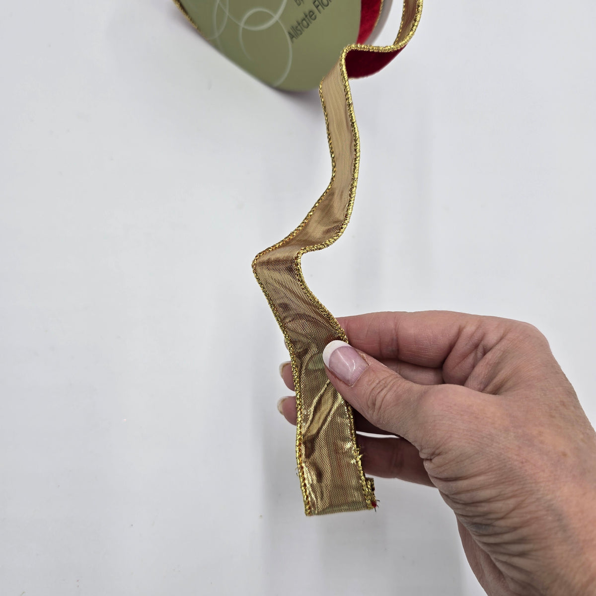 1&quot; Velvet Ribbon-Gold Edge--#rv3005-re/go