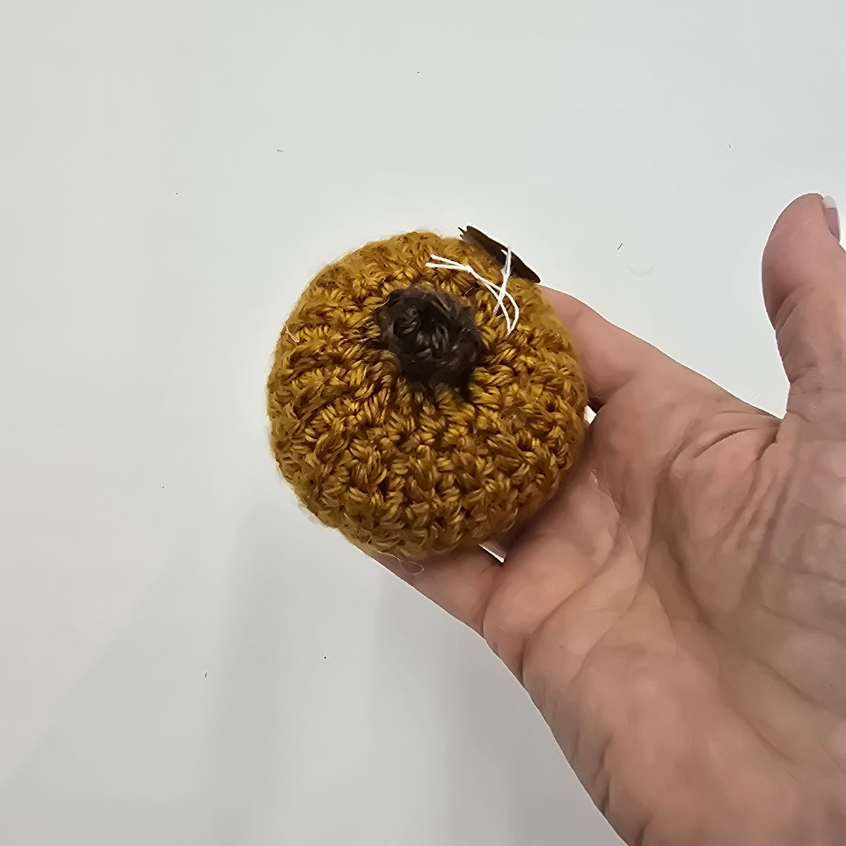 Mini Handmade Pumpkin/Mustard #44--Crochet
