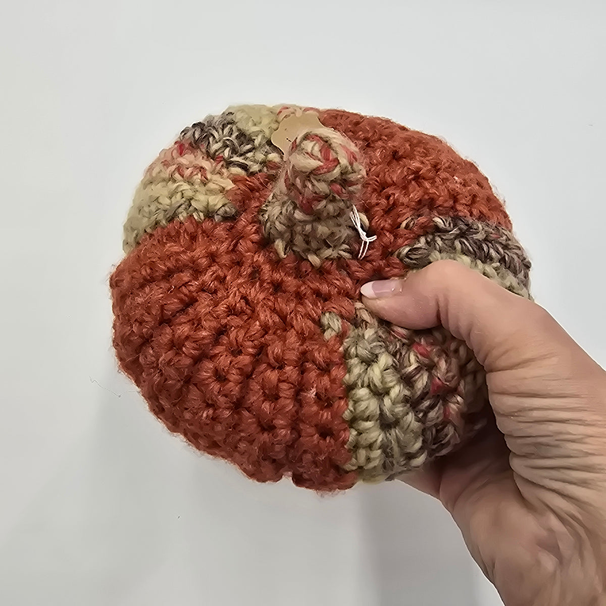 Med Handmade Pumpkin/Salmon/Tweed #14--Crochet