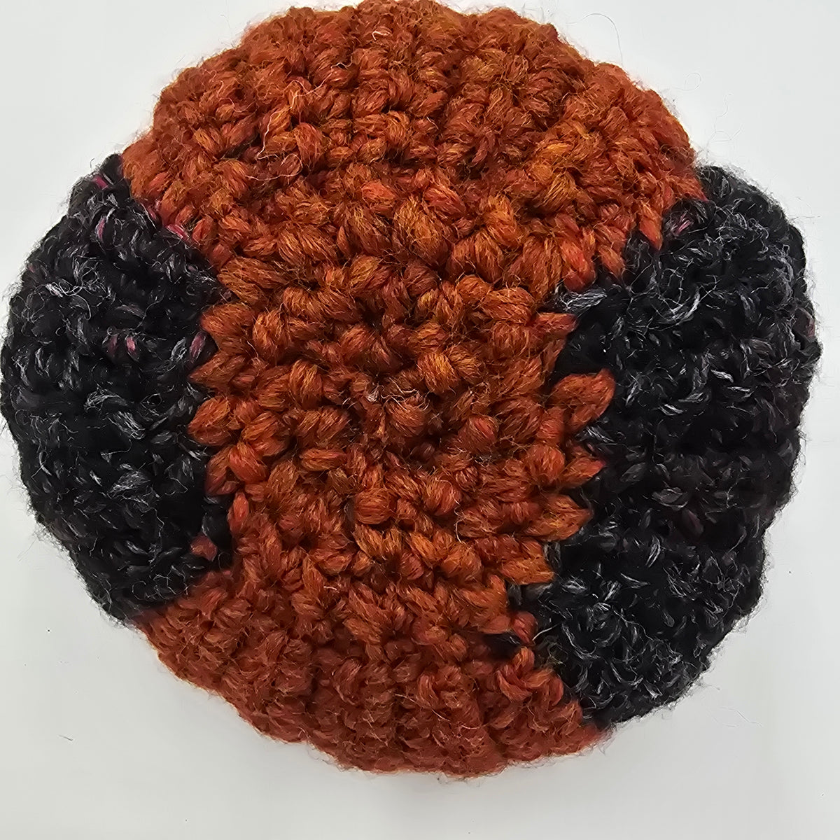 Med Handmade Pumpkin/Rust Black #16--Crochet