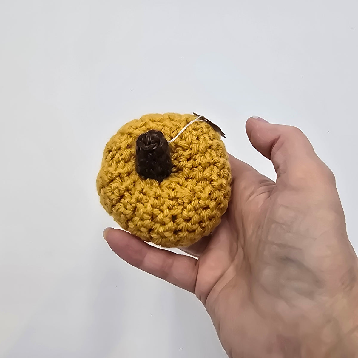 Mini Handmade Pumpkin/Lite Gold #46--Crochet