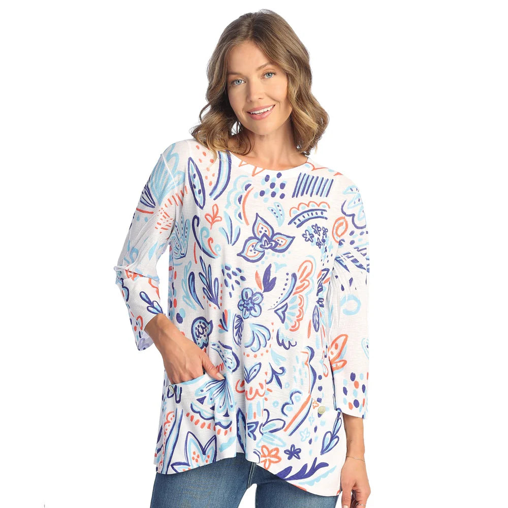 Jess & Jane “Viva” Bulgari Tunic With Patch Pockets - - #BU3-1793