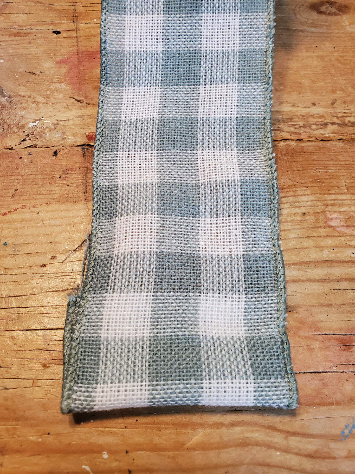 2.5&quot; Linen Check Ribbon-Sage &amp; White