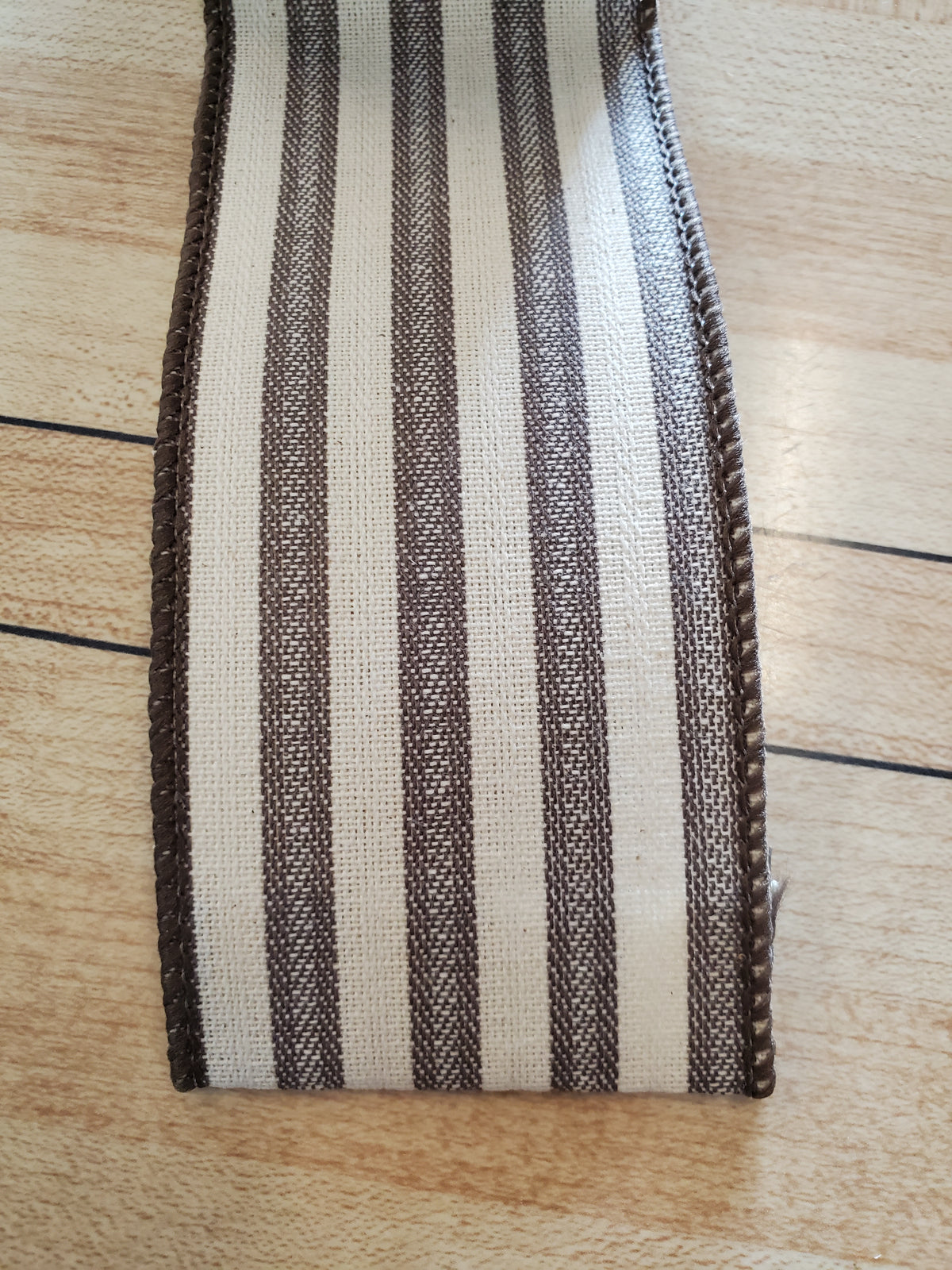 Brown/Grey &amp; Cream Farmhouse Stripe Ribbon--2.5&quot;