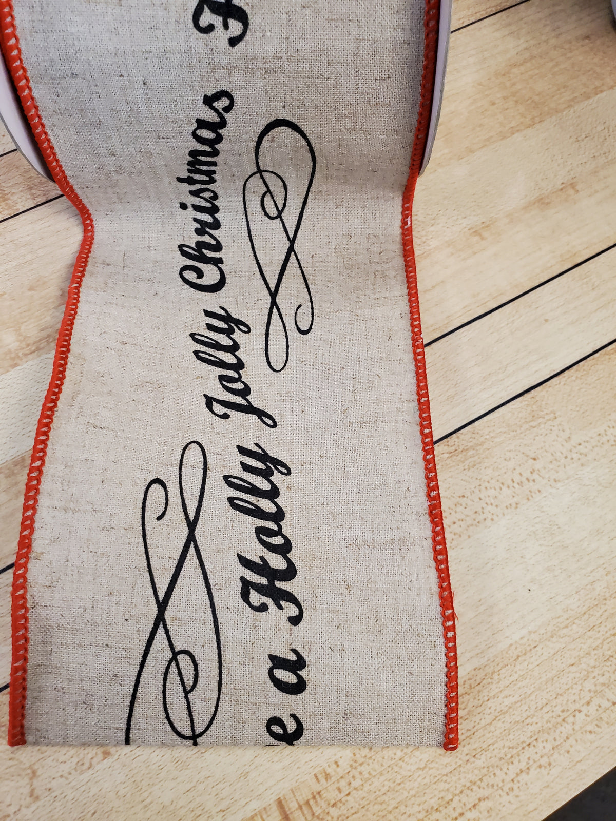 Holly Jolly/ Silhouette Linen Ribbon--4&quot; #rw3505
