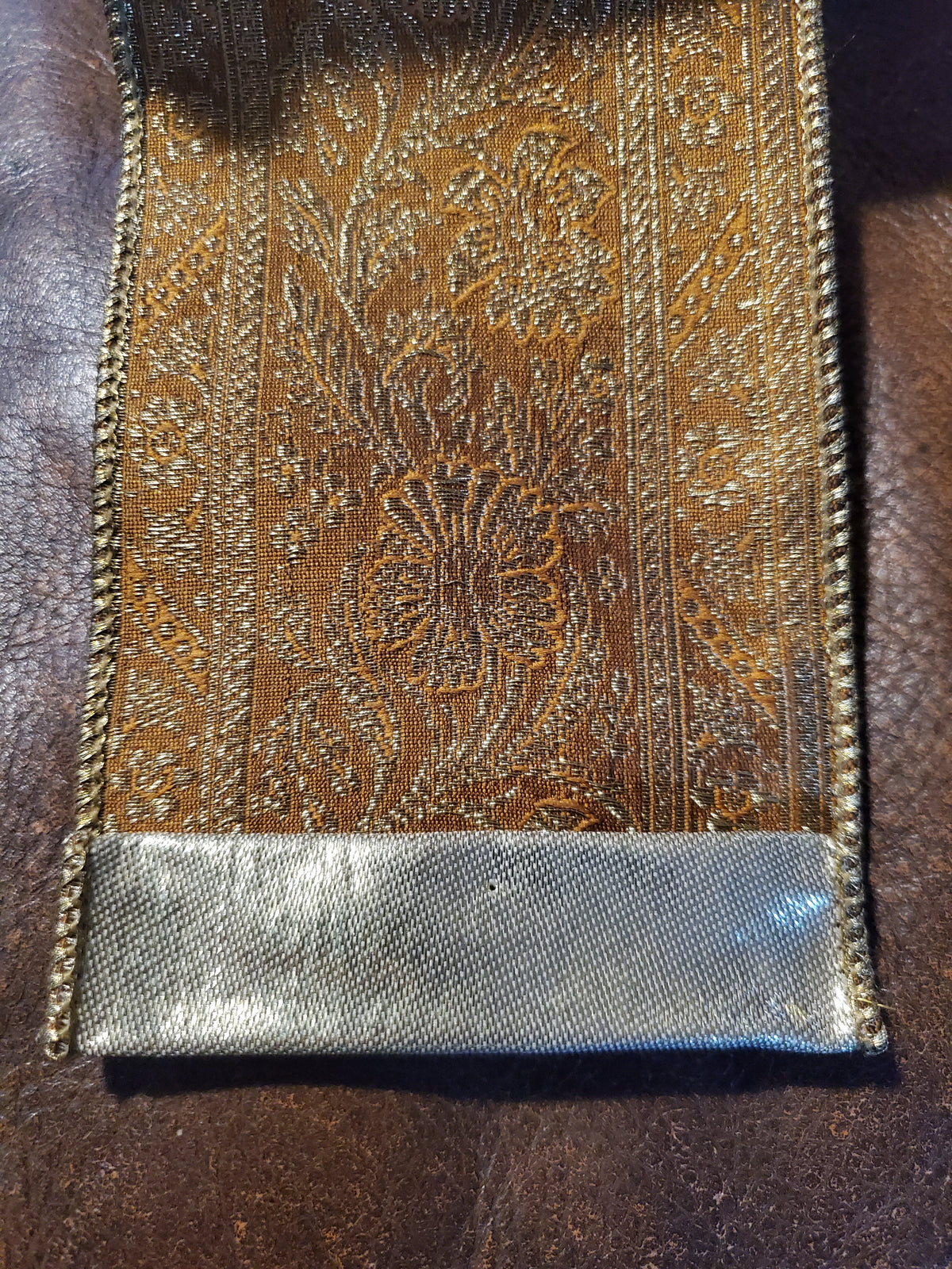 Dark Gold Damask Ribbon--4&quot;