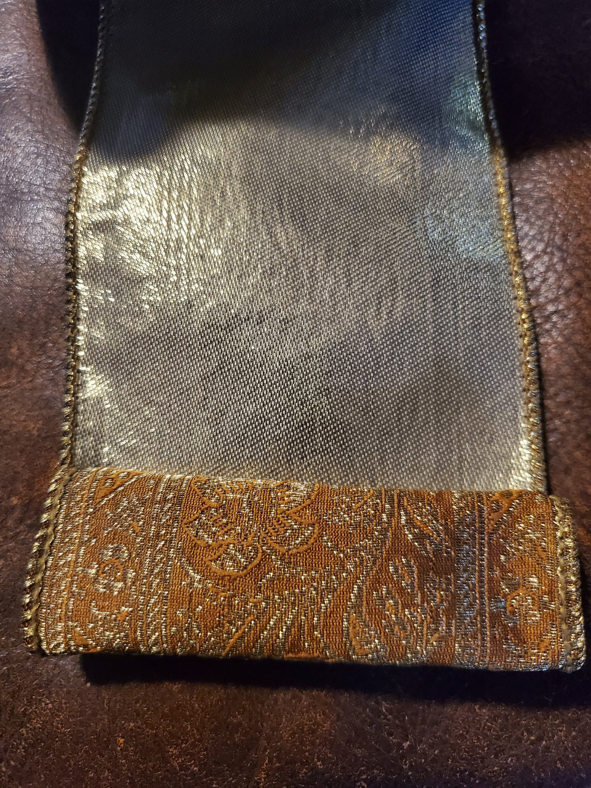 Dark Gold Damask Ribbon--4&quot;