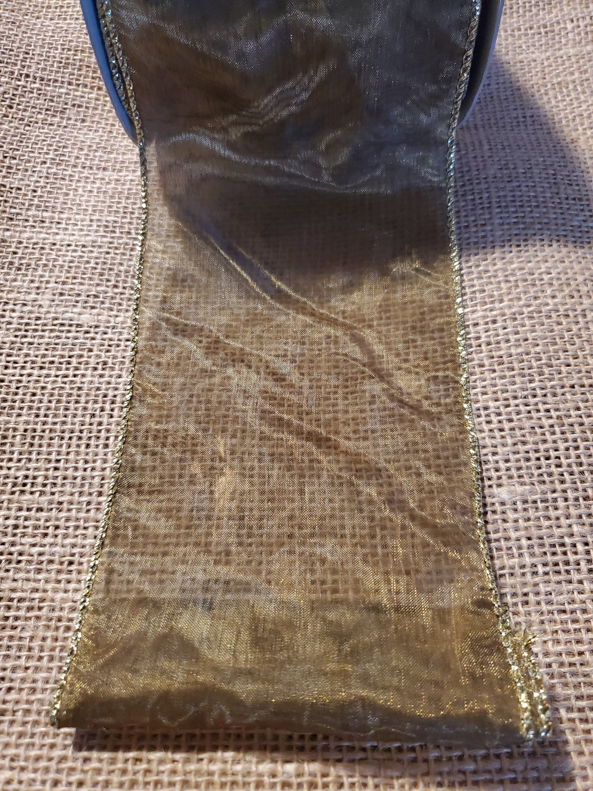 Dark Gold Metallic Sheer Ribbon--4&quot;