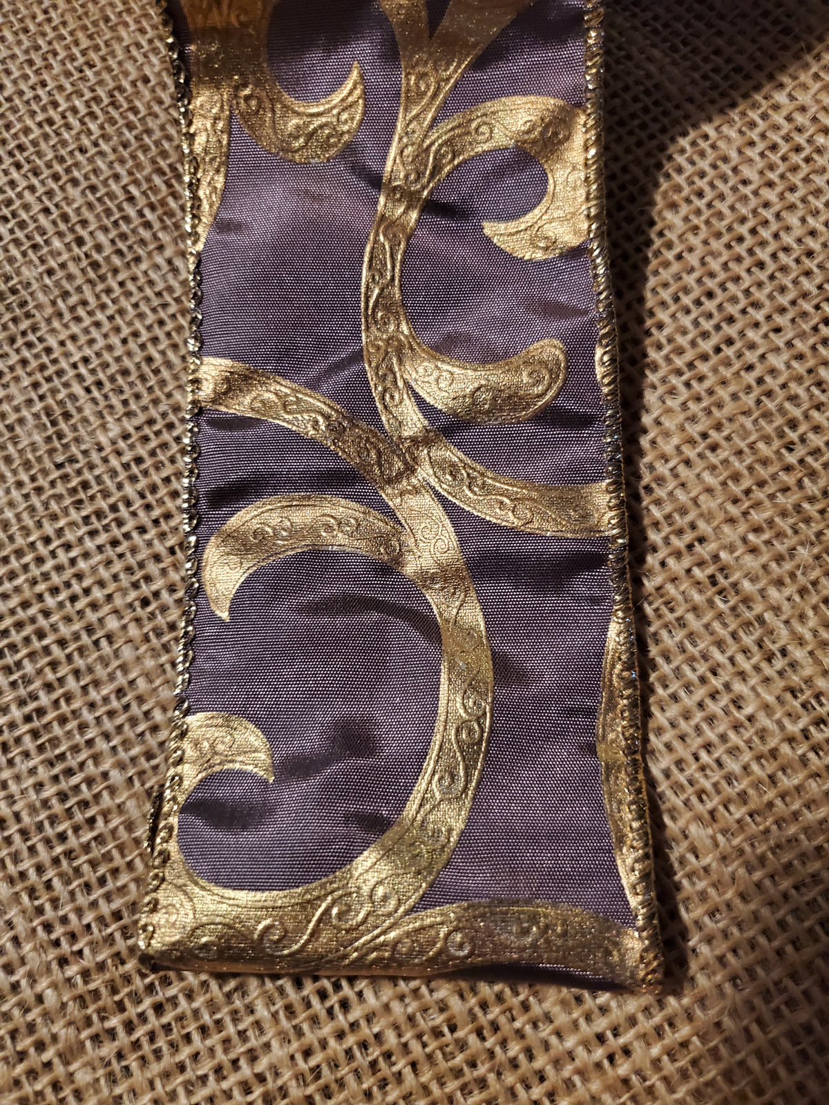 Plum &amp; Gold Swirl Ribbon-2.5&quot;