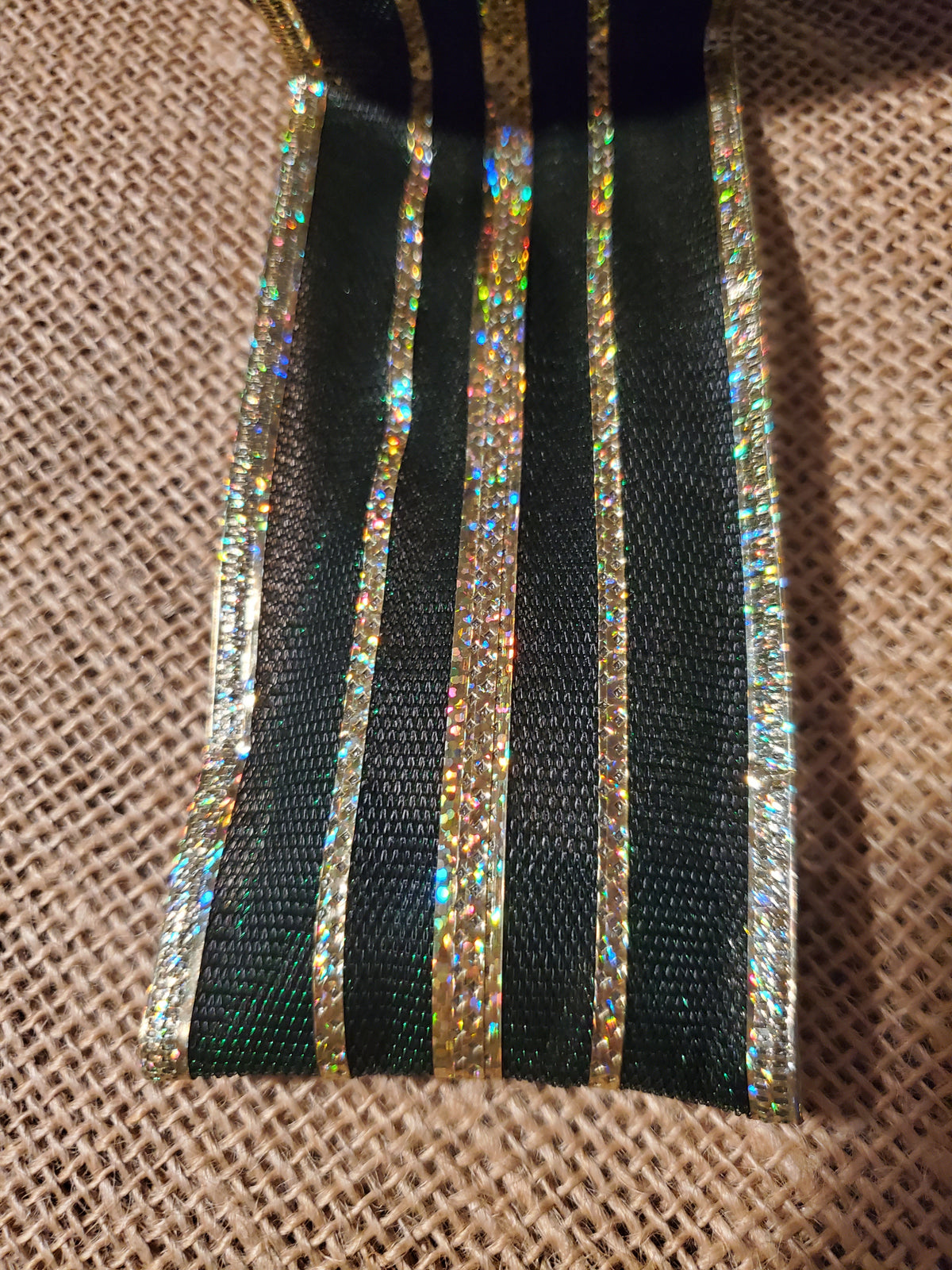 Emerald Green/Gold Stripe Ribbon--2.5&quot;