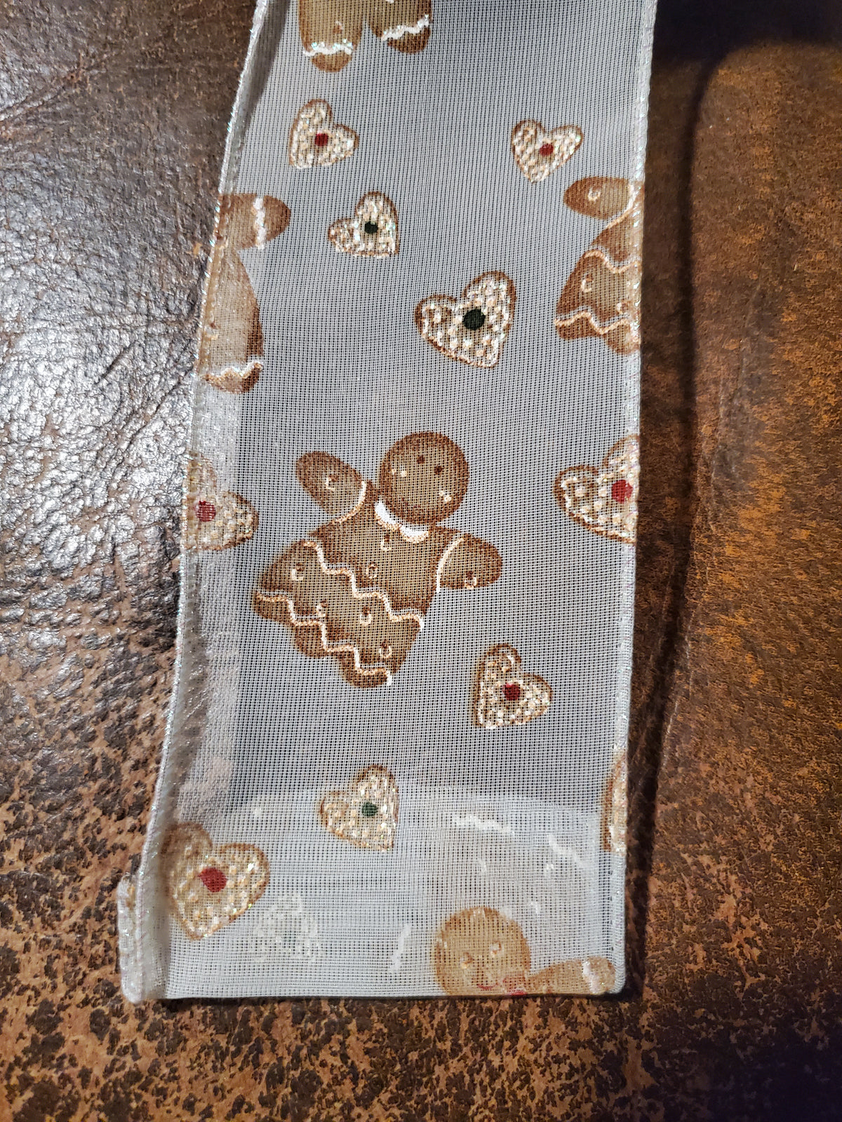 Sheer Gingerbread Pattern Ribbon-2.5&quot;