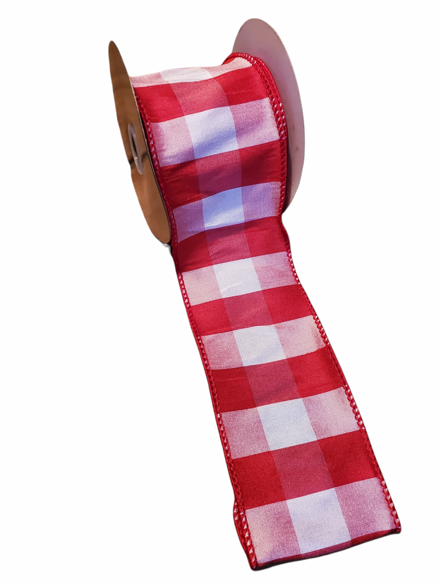 2.5" Dupioni Check Ribbon-Red & White