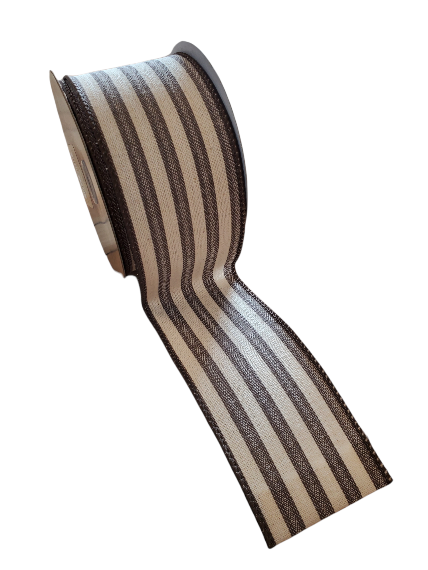 Brown/Grey & Cream Farmhouse Stripe Ribbon--2.5"