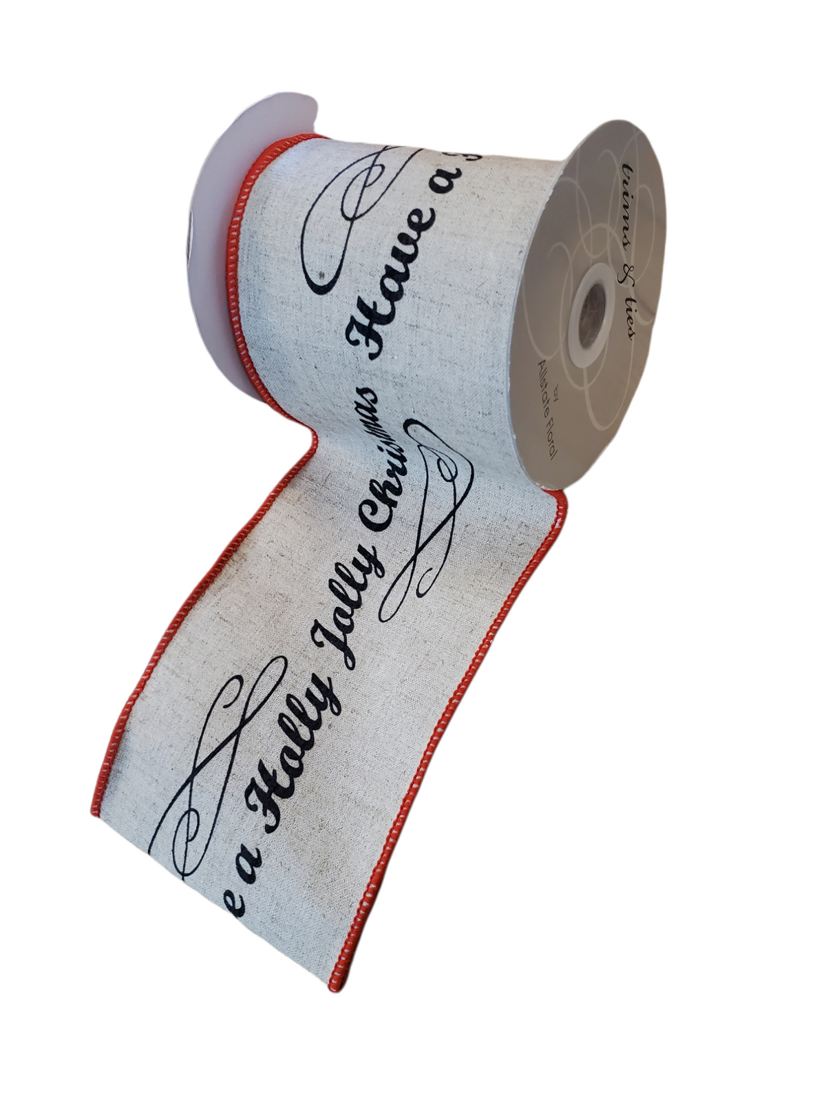 Holly Jolly/ Silhouette Linen Ribbon--4&quot; #rw3505
