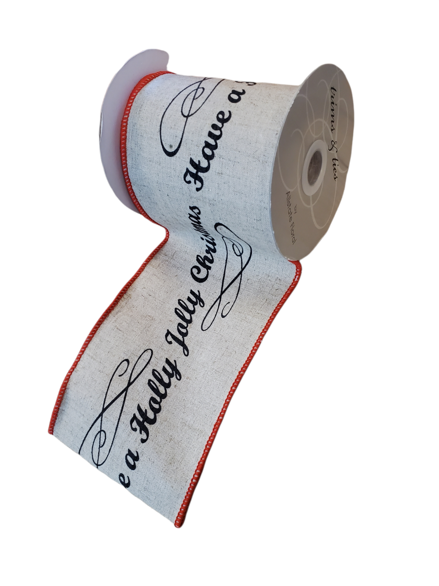 Holly Jolly/ Silhouette Linen Ribbon--4" #rw3505